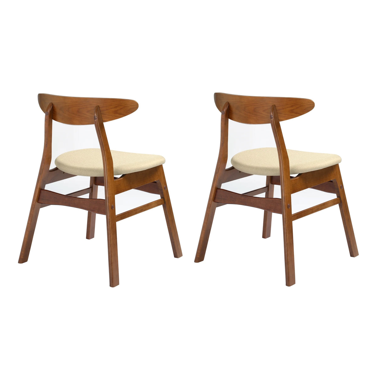 Beige Solid Wood Upholstered Dining Side Chair Set of 2 D364101