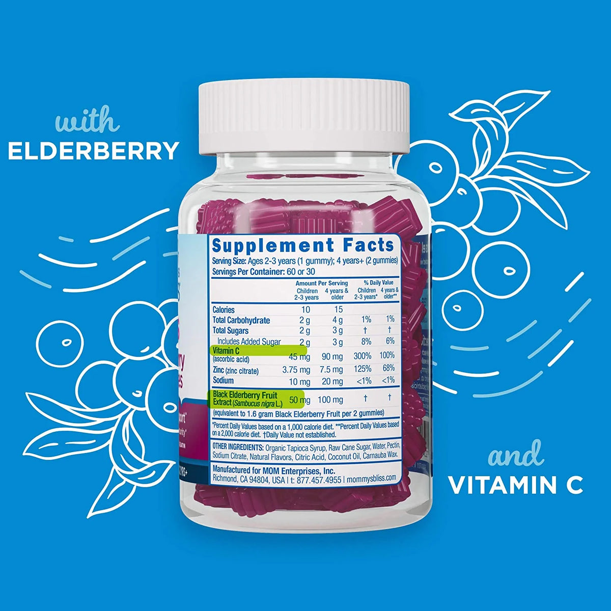 Kids Elderberry Gummies with Zinc & Vitamin C, 60 Count Q81118