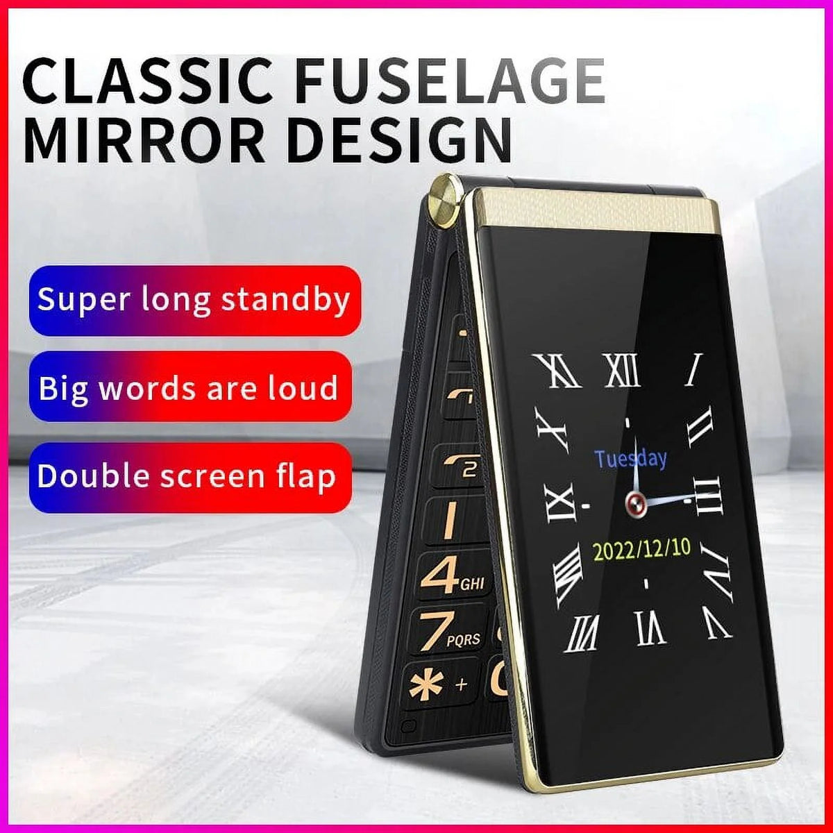 4G Flip Mobile CellPhone with Big Keyboard H65943