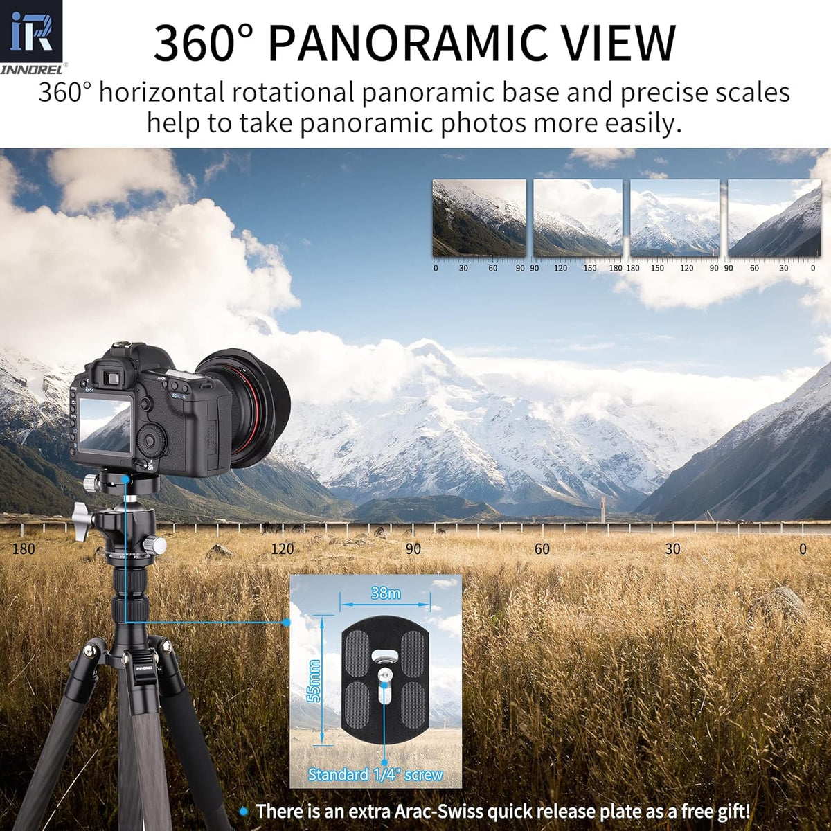 Low Profile CNC Metal Camera Tripod Ballhead with 1/4 Arca Swiss Quick Release Plate, Max Load 16kg, Pack of 2 V6390