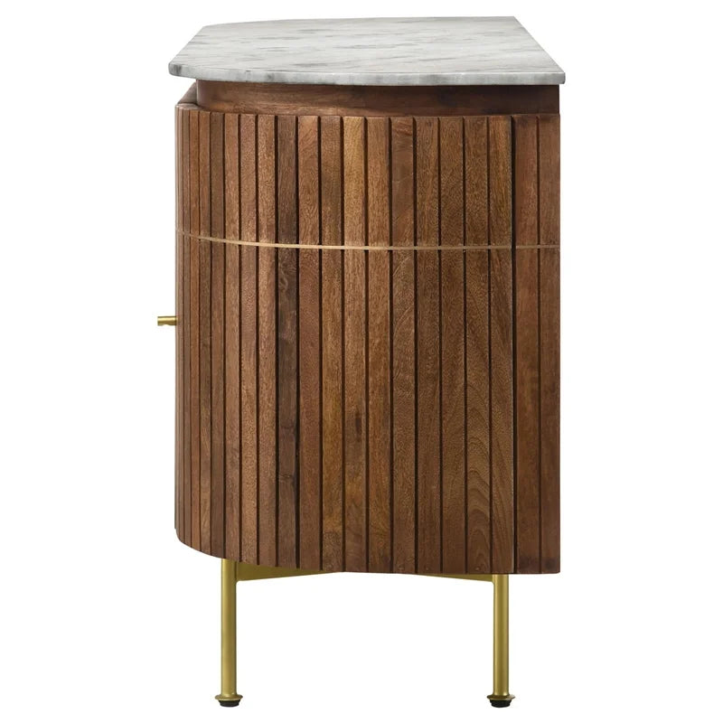 White and Natural Marble Top 4-door Dining Sideboard N266