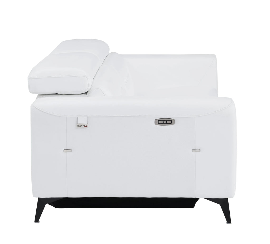 White Top Grain Italian Leather Power Recliner Loveseat Q7621