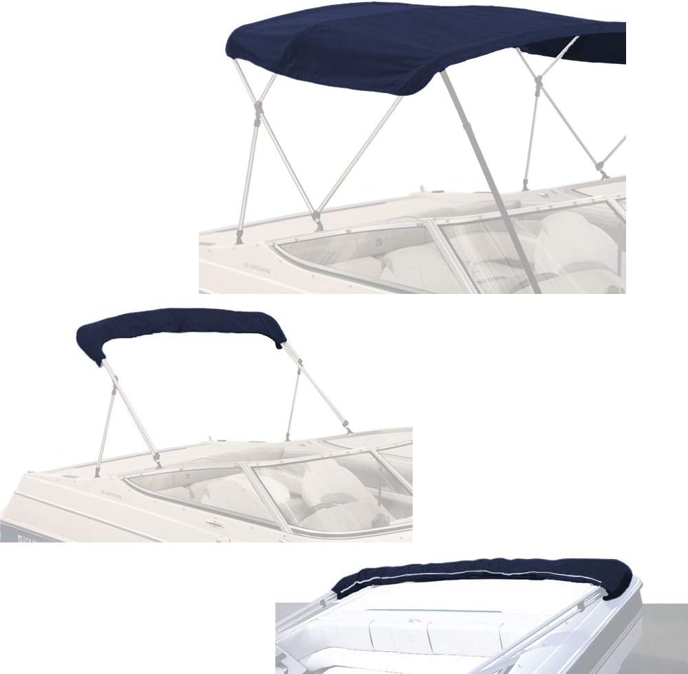 Beige 3 Bow 72 L 54-60 W Canvas Bimini Top Boat Cover G690