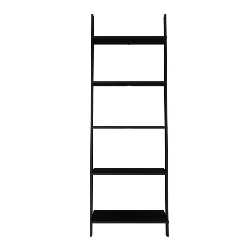 Black 5-Shelf Floating Ladder Bookcase V6452