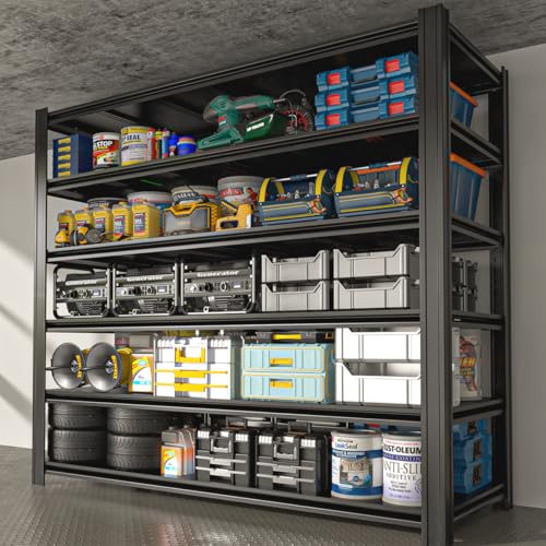 5 Tier Adjustable Heavy Duty Metal Shelving Unit, Black L176