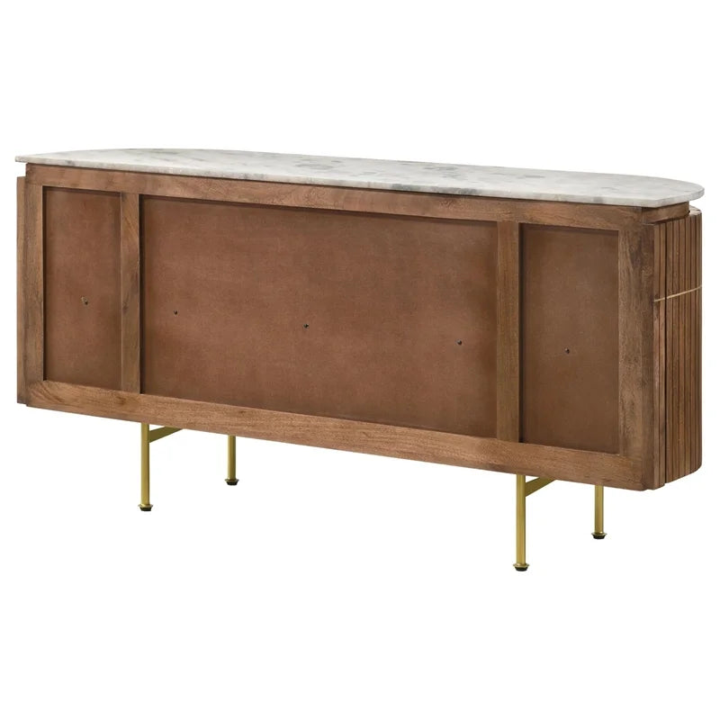 White and Natural Marble Top 4-door Dining Sideboard N266