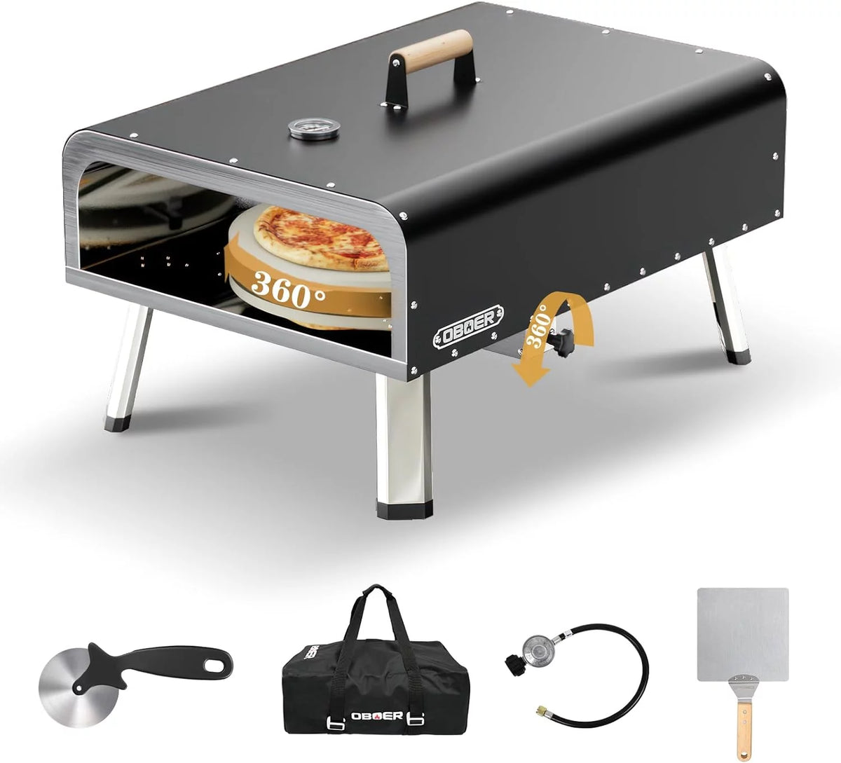 13 Multi-Fuel Rotatable Portable Pizza Oven N21762