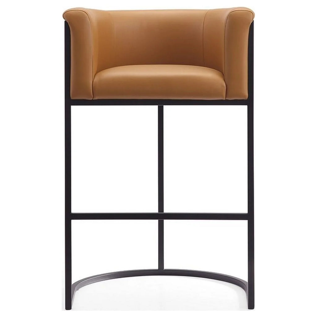 Camel and Black Metal Barstool (Set of 3) L13909