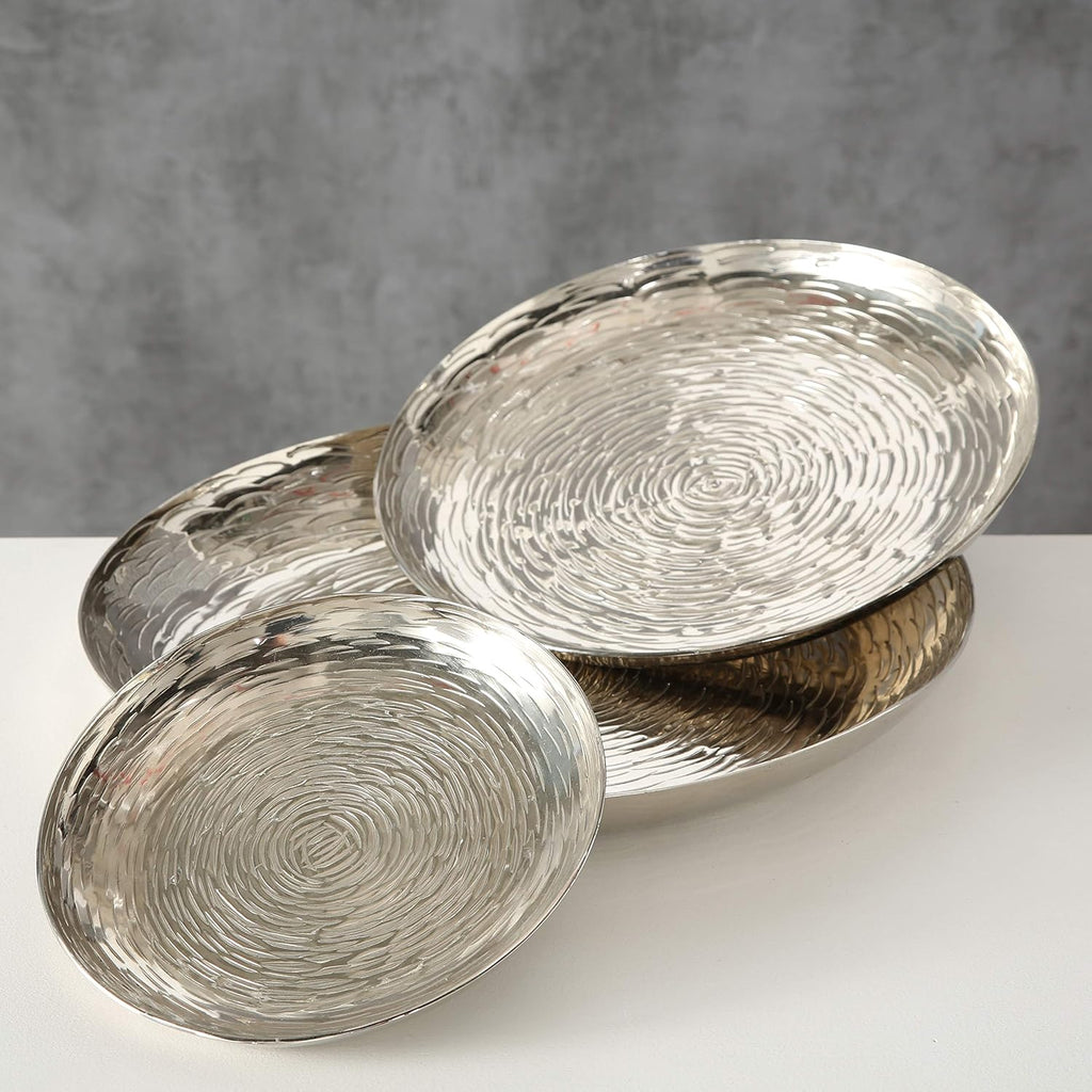 Silver Vanity Trays, Set of 3, Hand Cast Aluminum I669