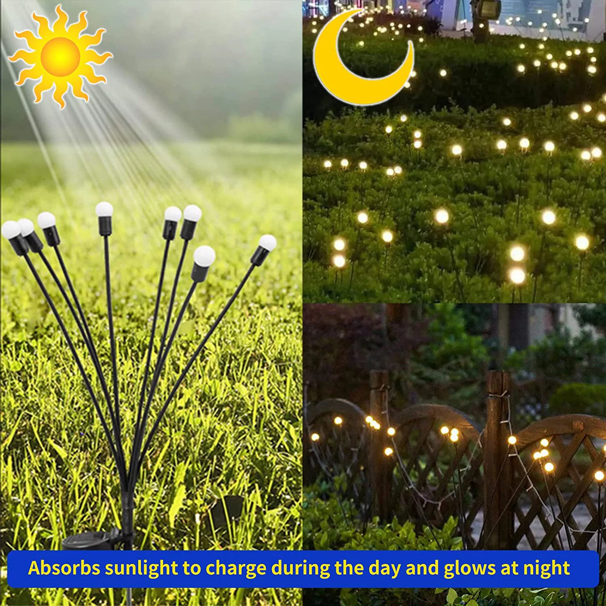 4 Pack 8 LED Solar Powered Waterproof Decorative Garden Lights O584918