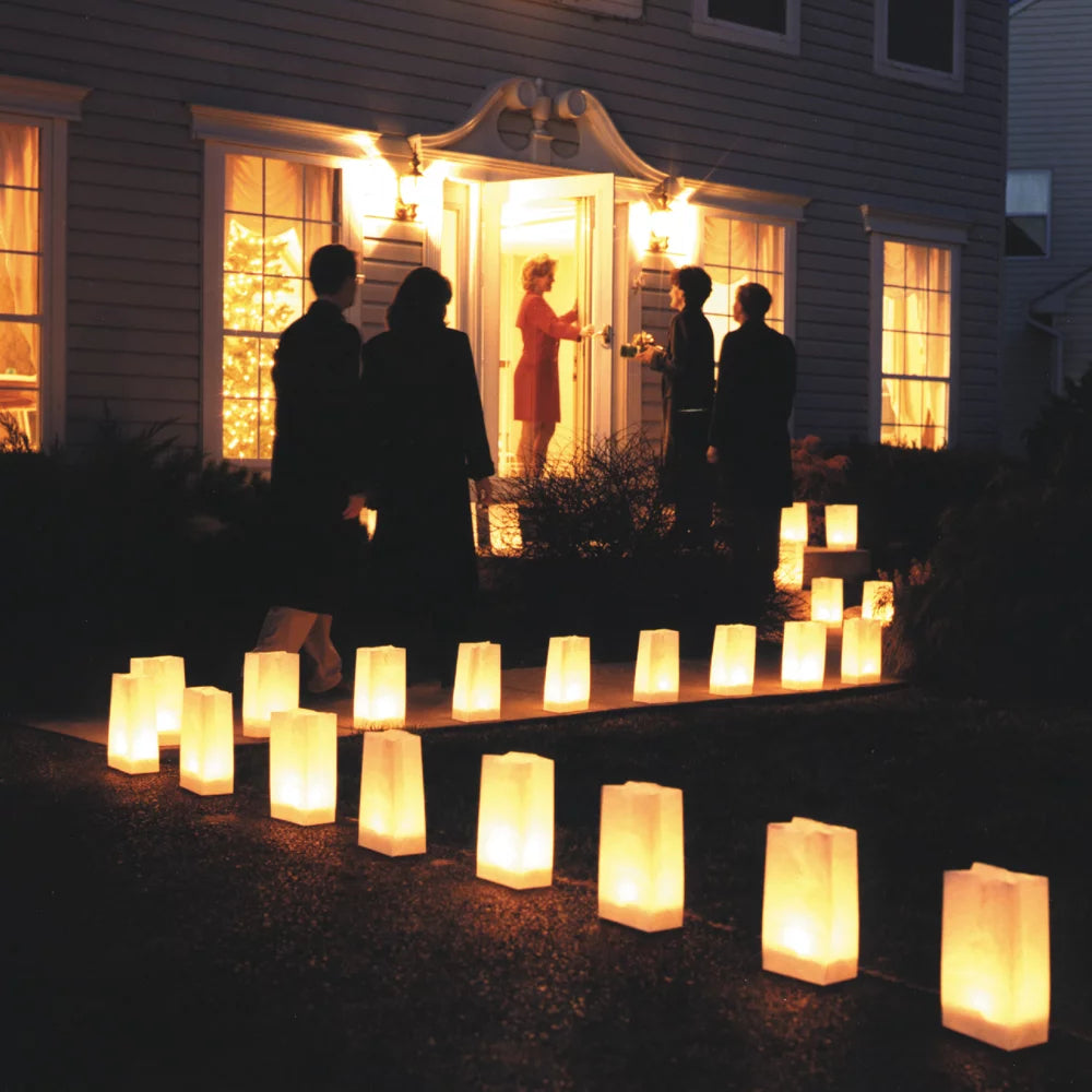 White Set of 12 Candle Luminaria Kit X928559