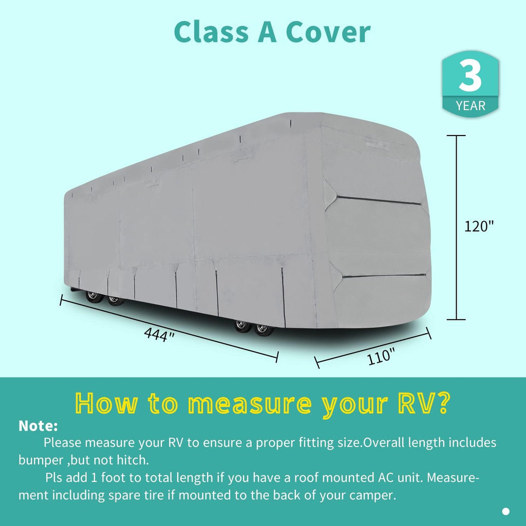 RV Cover, Extra-Thick 4 Layers Anti-UV Top Panel, Fits 33'- 37' Motorhome X2736