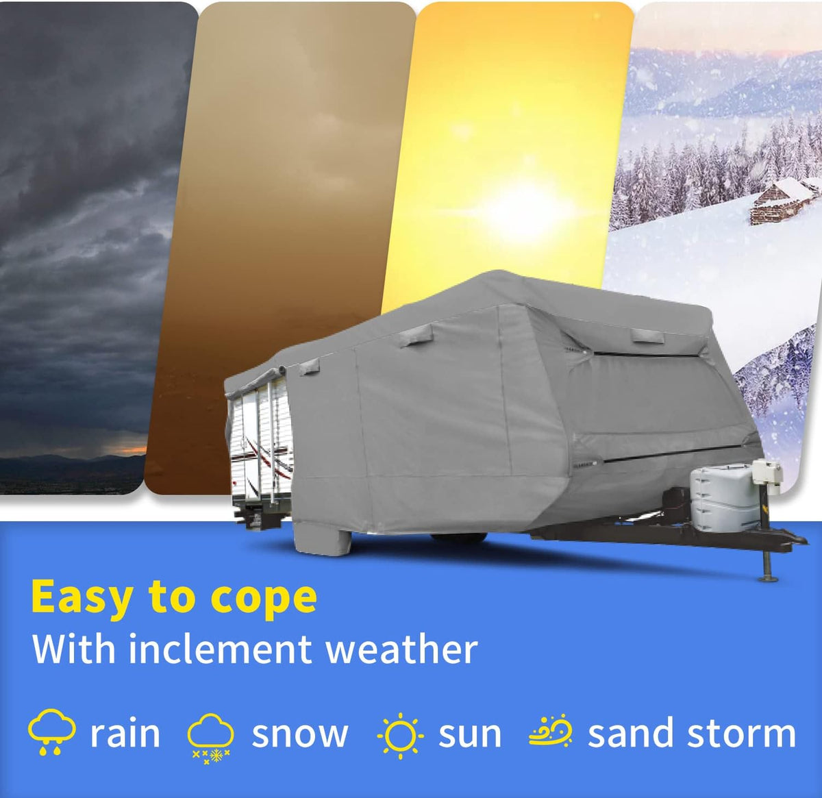 RV Cover, Extra-Thick 4 Layers Anti-UV Top Panel, Fits 33'- 37' Motorhome X2736