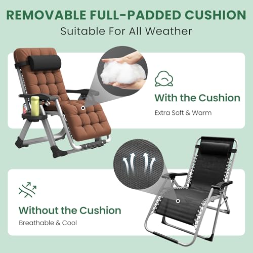 Oversized Padded Reclining Zero Gravity Chair with Cup Holder M1521
