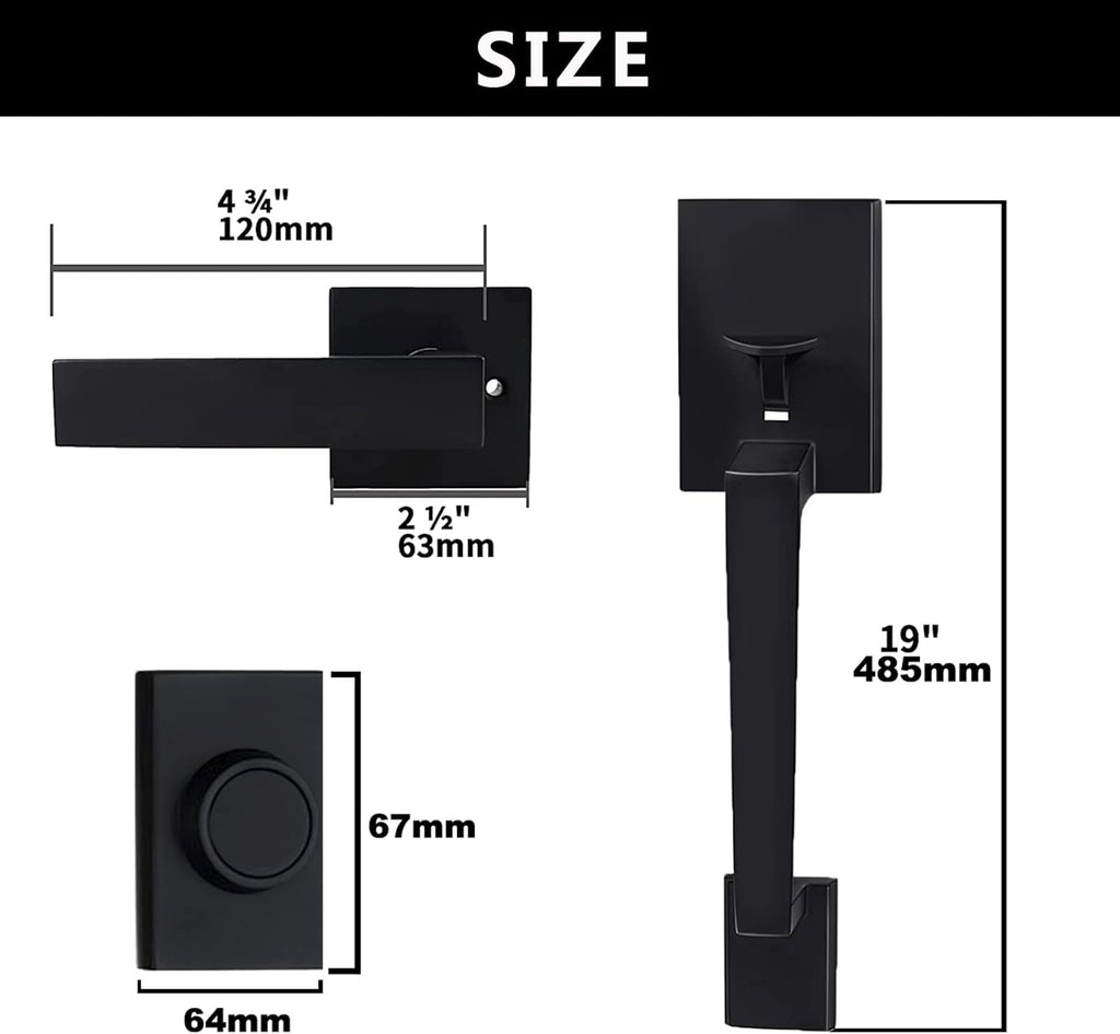 Matte Black Double Door Handleset with Keyed Entry and Dummy Handle Lever (2 Pack) U33382