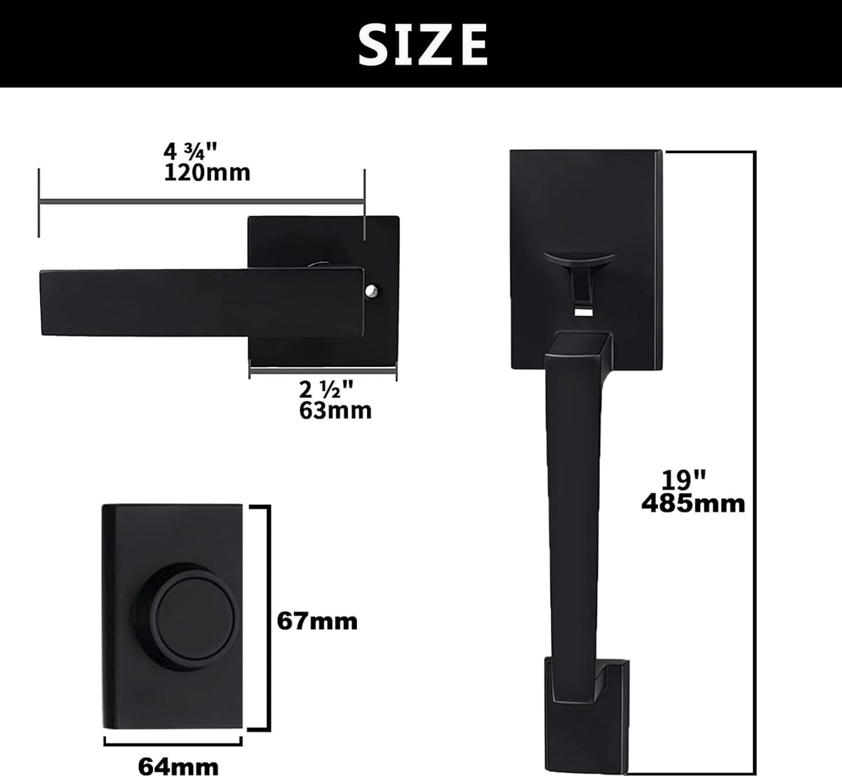 Matte Black Double Door Handleset with Keyed Entry and Dummy Handle Lever (2 Pack) U33382