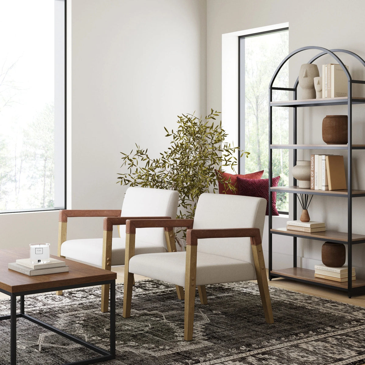 Natural Flax Upholstered Accent Chair with Arms N151914