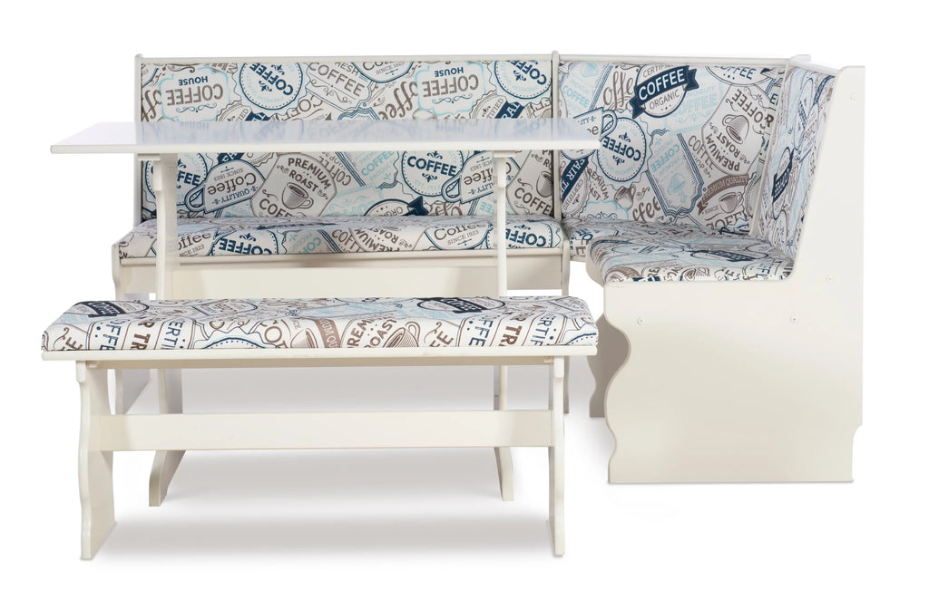 White Corner Dining Nook with Table and Bench A84661