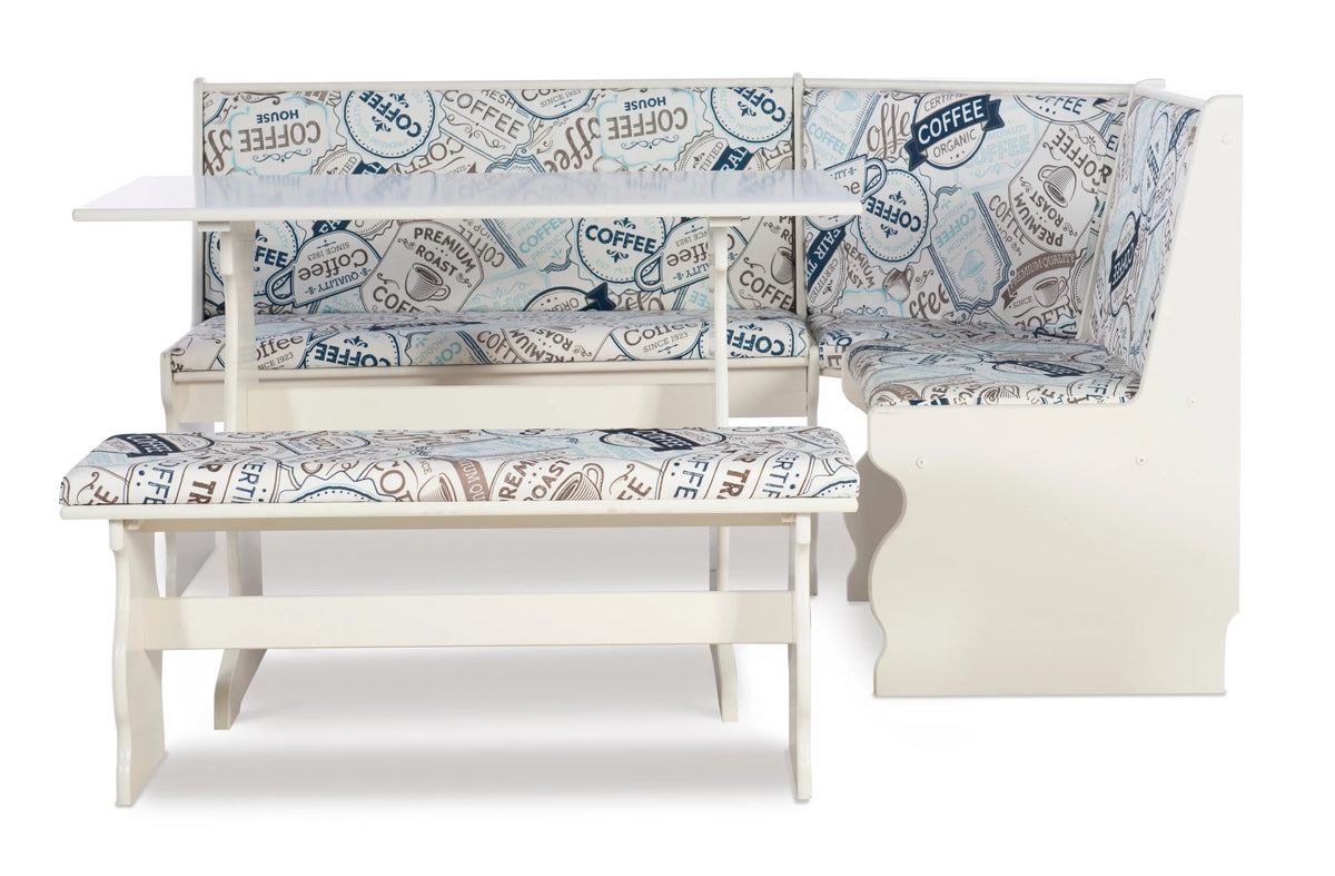 White Corner Dining Nook with Table and Bench A84661