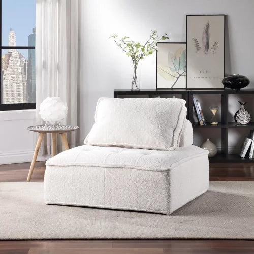 White Lambskin Sherpa Oversized Armless Accent Chair P31850