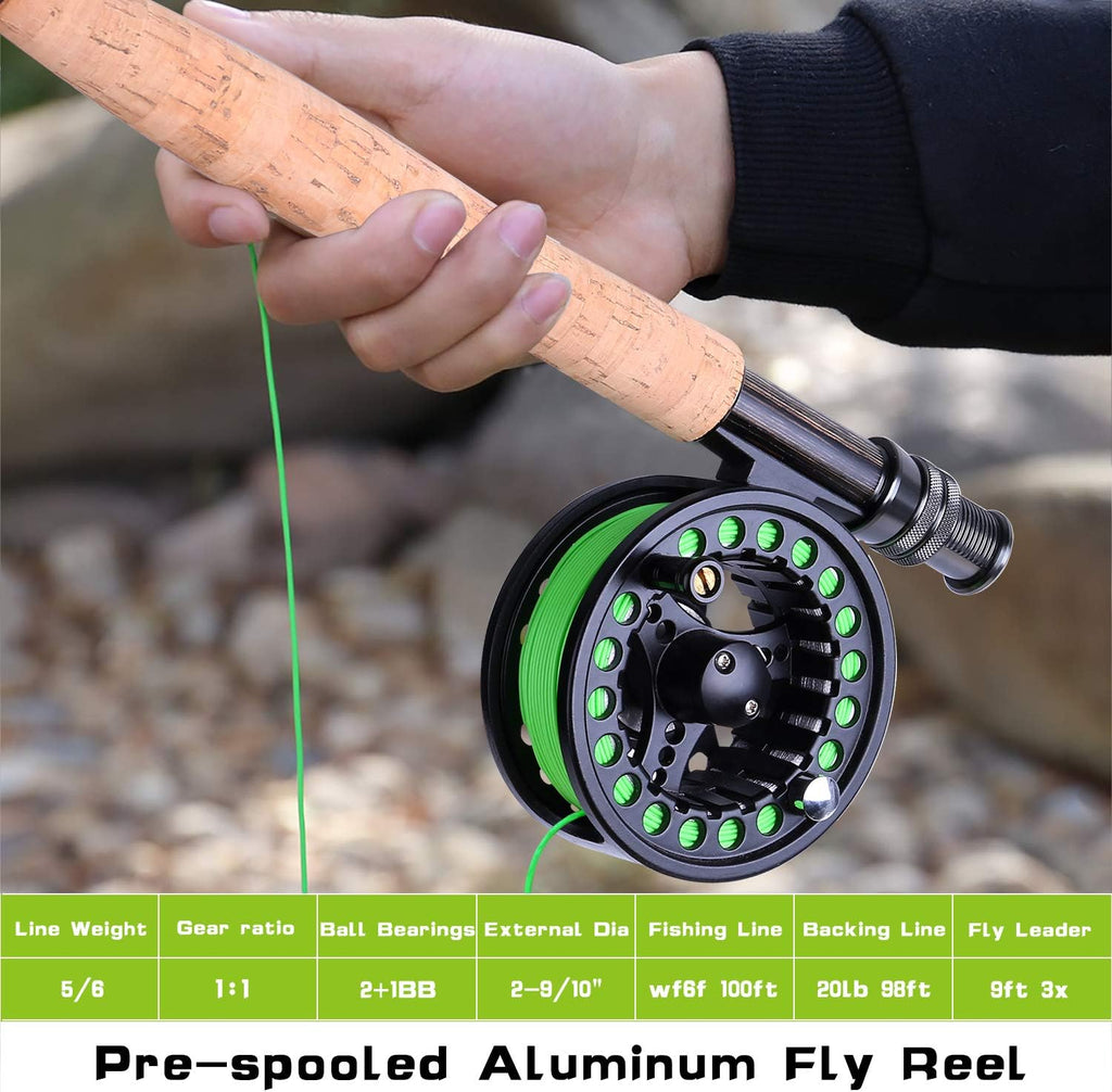 4 Piece Graphite Fly Rod and Reel Combo Starter Kit with Carrier Bag F9214