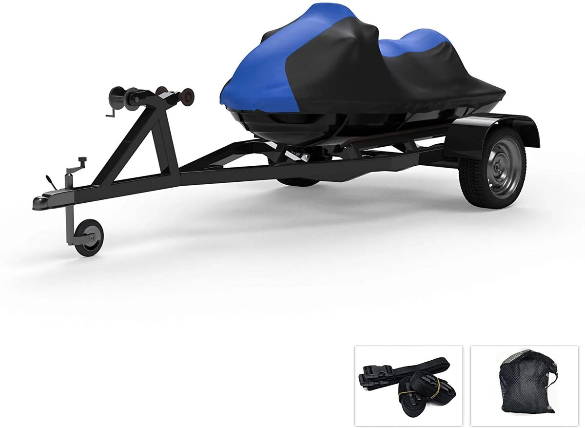 Blue/Black Jet Ski Cover with Trailer Straps and Storage Bag K716