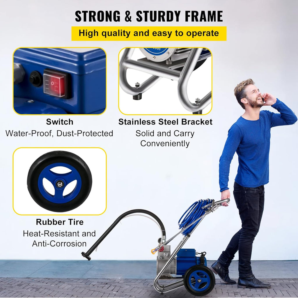 Airless Paint Sprayer, 1500W Cart, 1GPM 50FT Hose, 621 Tip, 6in Extension Bar Z88194