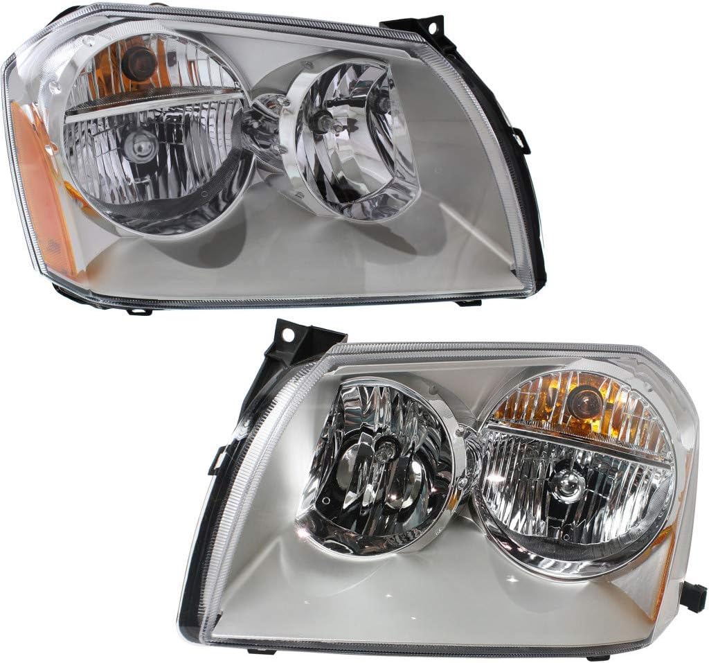 Chrome Pair Headlight for Dodge Magnum 2005 2006 2007 with Bulbs U1802