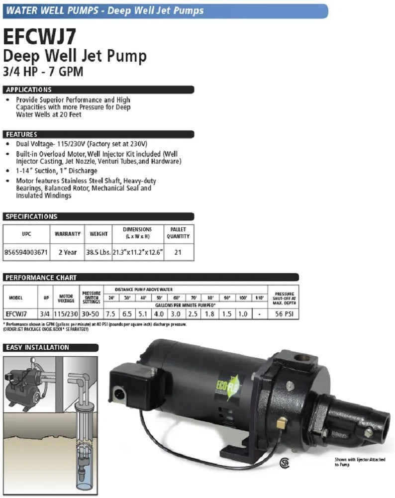 3/4 HP Water Well Pump P537