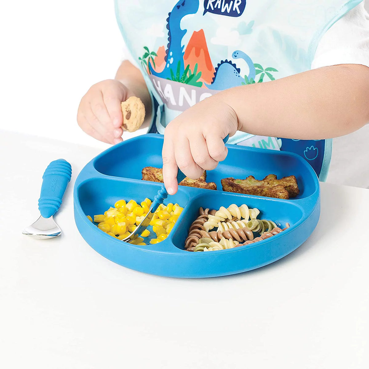 Silicone Suction Divided Baby Plate, BPA Free, 2pk Dark Blue/Blue E41232
