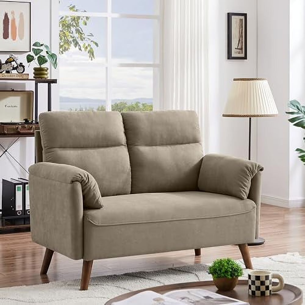 50.6" Small Loveseat Sofa with Back Cushions and Wood Legs Z857