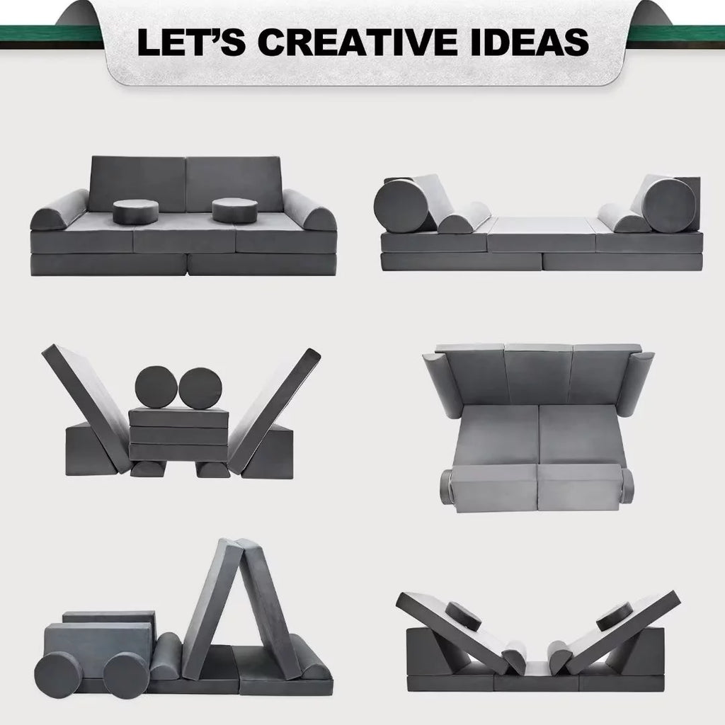 Gray 10 Pcs Kids Play Sofa X86068
