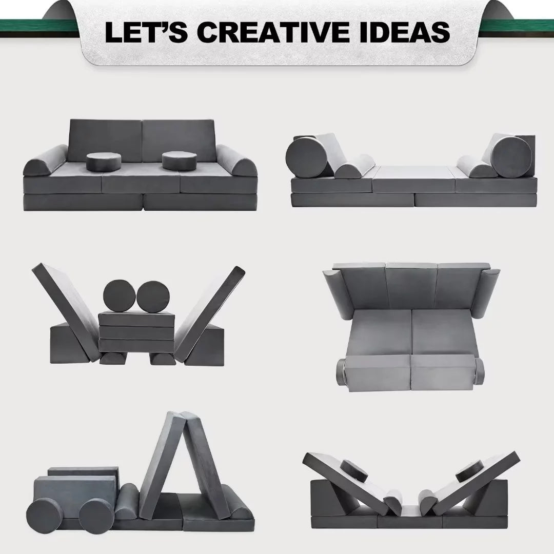 Gray 10 Pcs Kids Play Sofa X86068