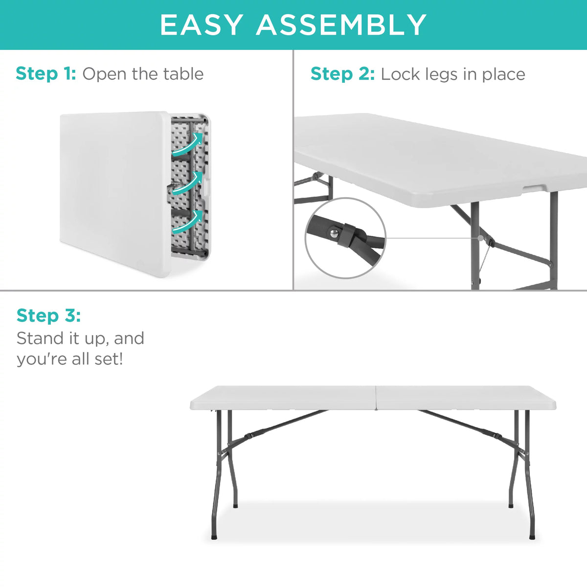 6ft White Plastic Folding Table N8374