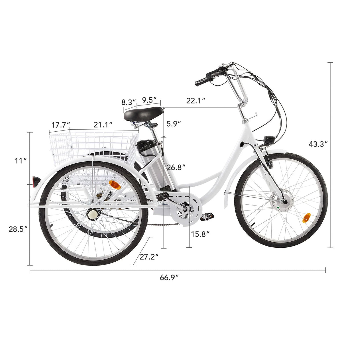 24inch 3 Wheel Electric Tricycle with 250w Motor W799