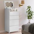 White 4 Drawer Dresser with Mirror and Lights V25268