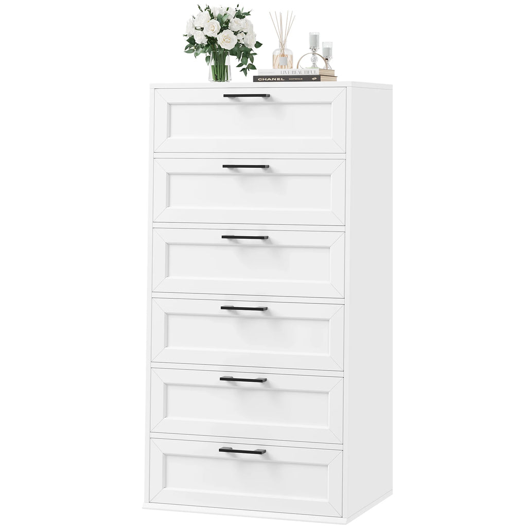 White 6 Drawer Tall Dresser K9530