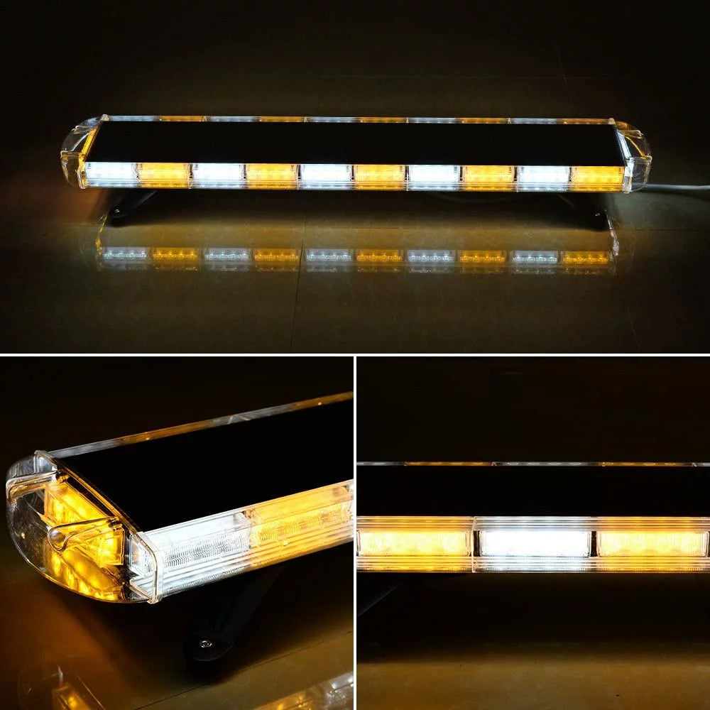 Amber-White-Amber Emergency Beacon Strobe Light 88-LED 88W 32-LED 96W IP68 12V-24V G79873