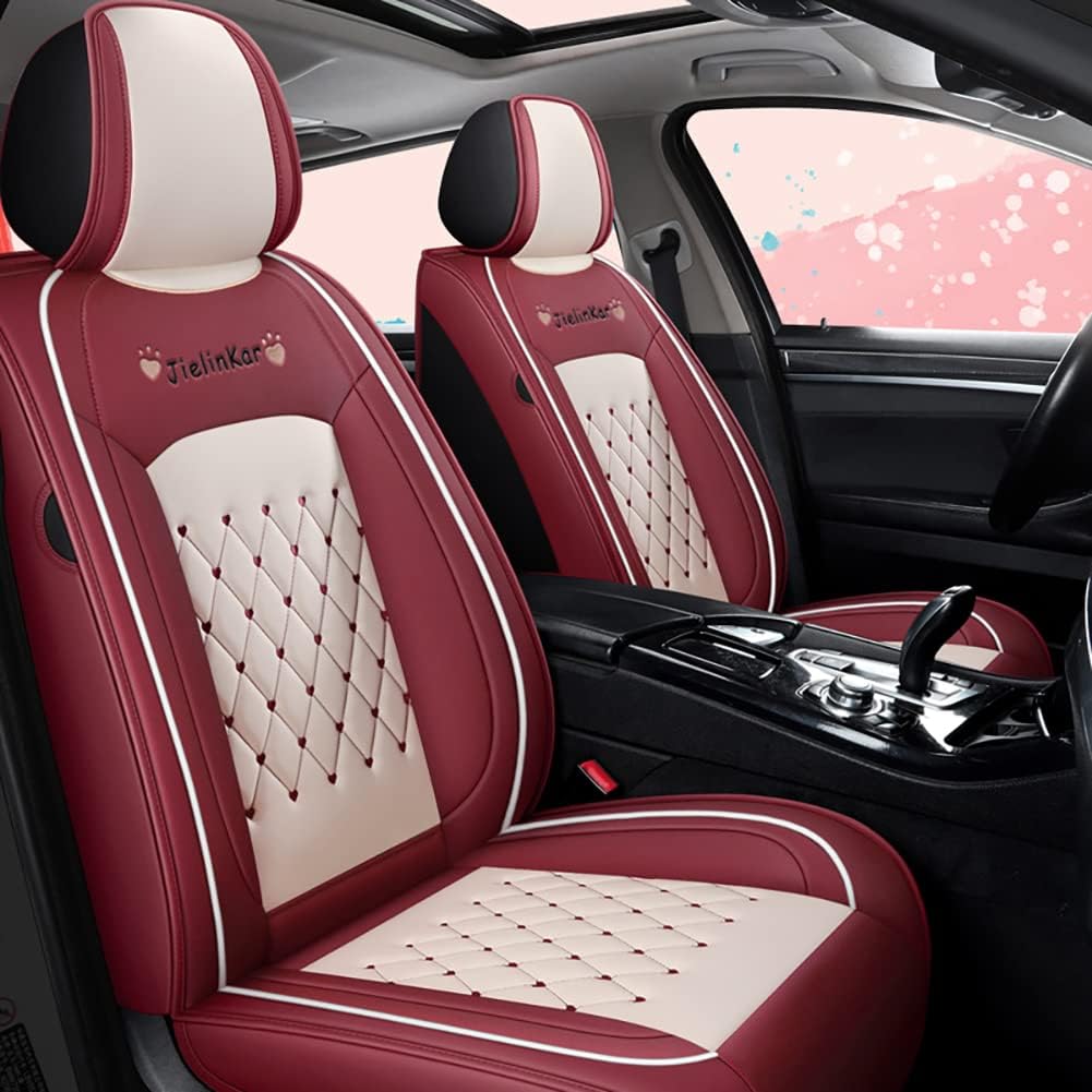 Green-White Waterproof PU Leather Car Seat Covers Full Set Z5981