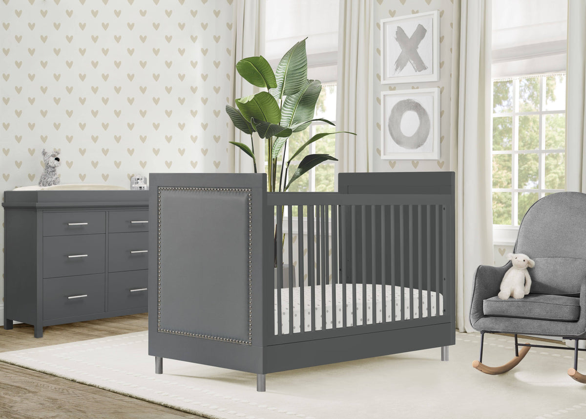 3-in-1 Convertible Baby Crib with Daybed/Toddler Bed Conversion Kit in Bianca White Z244905
