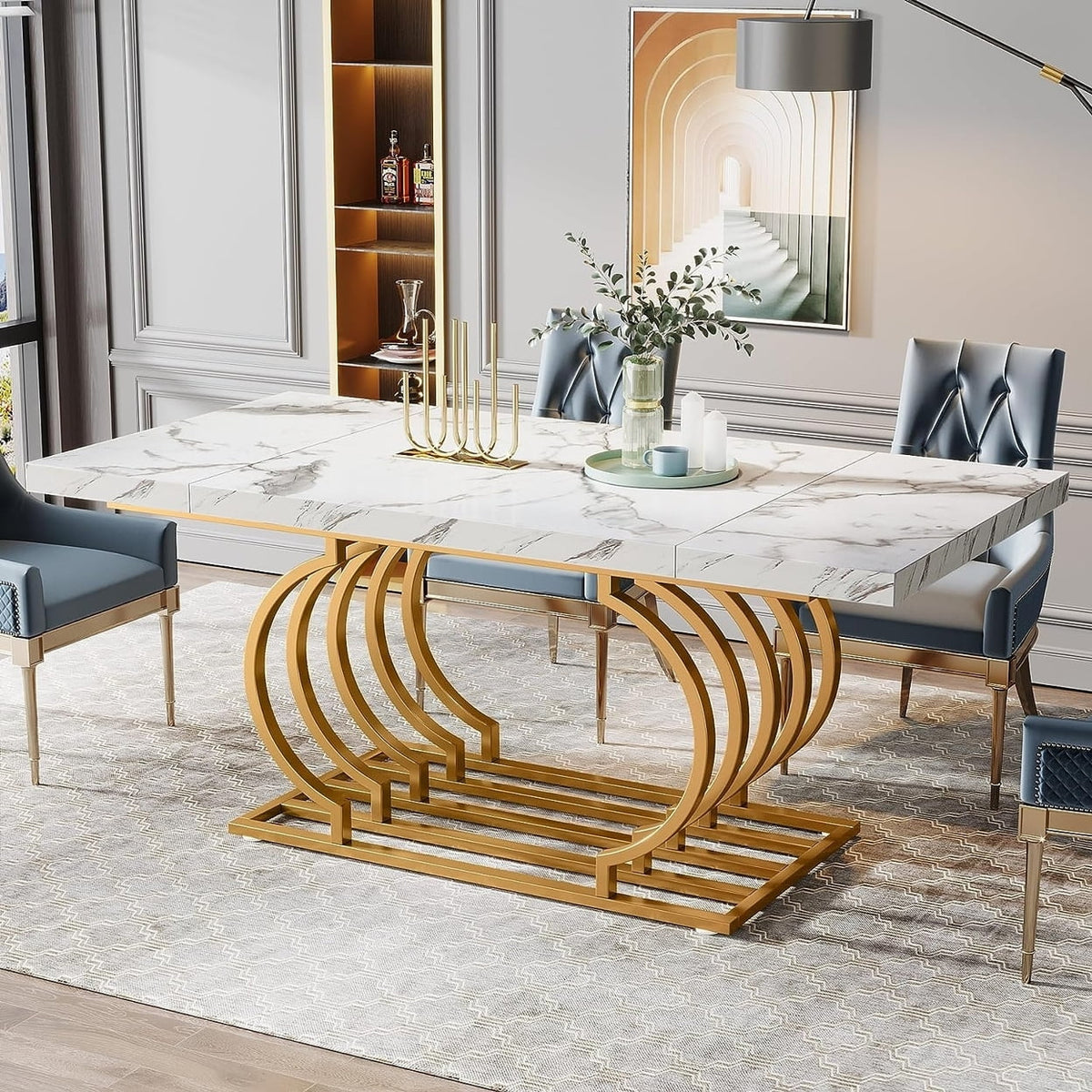 Modern 63 inch Faux Marble Dining Table S617