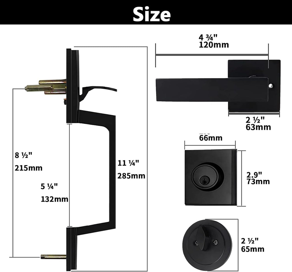 Matte Black Double Door Handleset with Keyed Entry and Dummy Handle Lever (2 Pack) U33382
