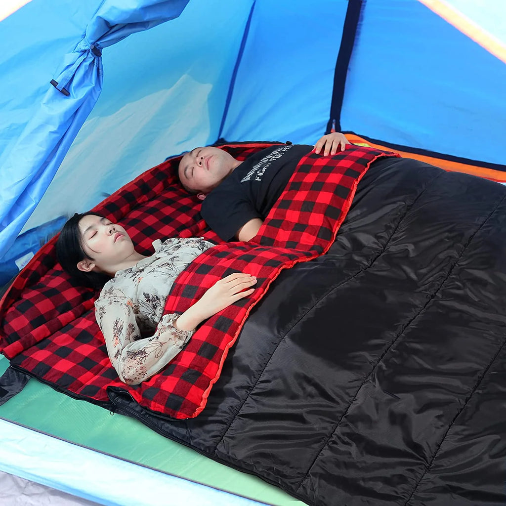 Cotton Double Sleeping Bag, Queen Size, Black/Navy Blue D26572