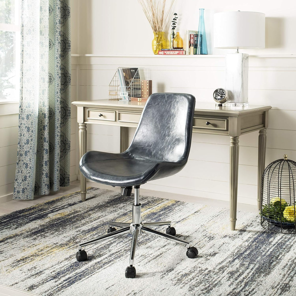 Dark Grey Faux Leather Swivel Adjustable Office Desk Chair Q109