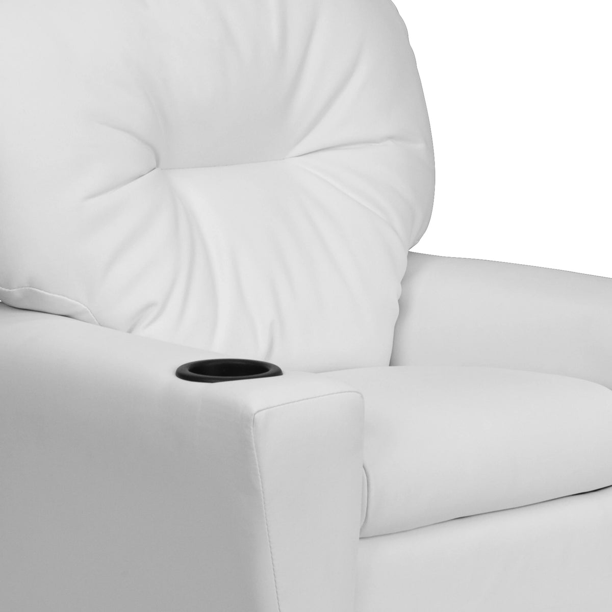 White Vinyl Kids Recliner with Cup Holder M723