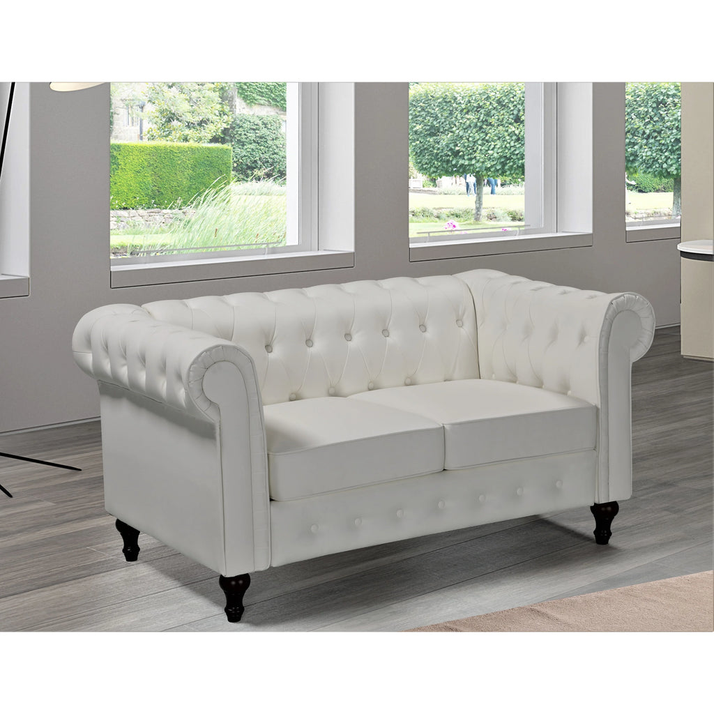Black Faux Leather Chesterfield Loveseat I8531