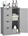 Grey Wooden Bathroom Floor Cabinet with 1 Cupboard and 4 Drawers E674956
