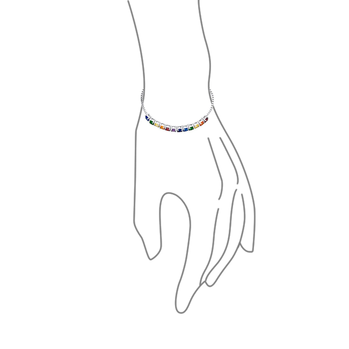 Multicolor CZ Tennis Bracelet Sterling Silver W4941