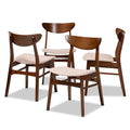 Beige Upholstered Wood 4-Piece Dining Chair Set F605685