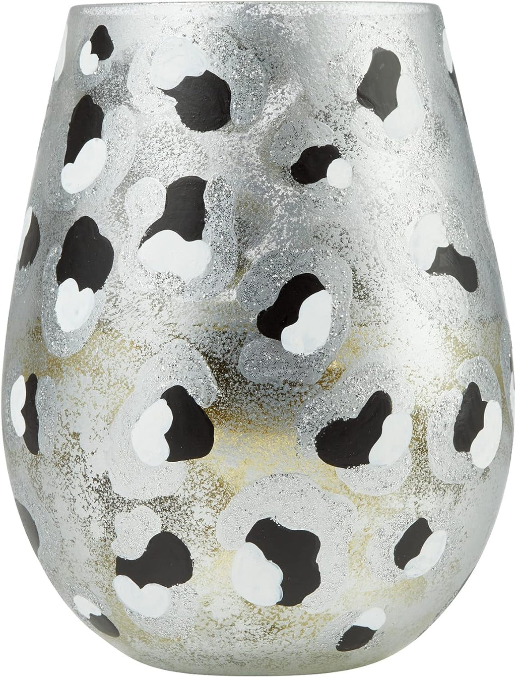 Hand-Painted Stemless Wine Glass 20 Ounce Multicolor D84156
